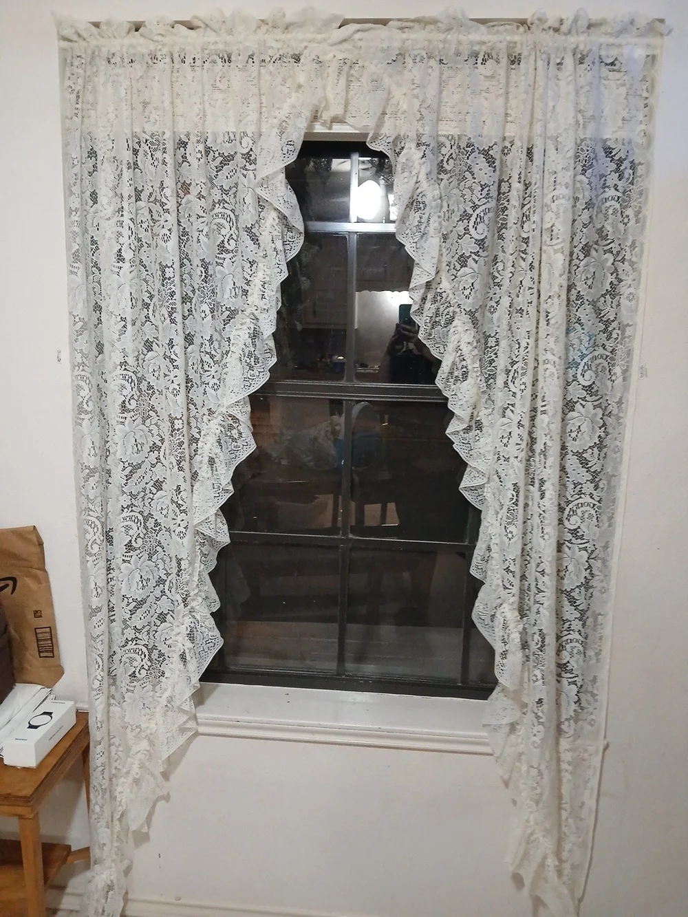 Vtg Pair Victorian Style Lace Curtain Panels White 84”x 94” JCPenney Cottagecore